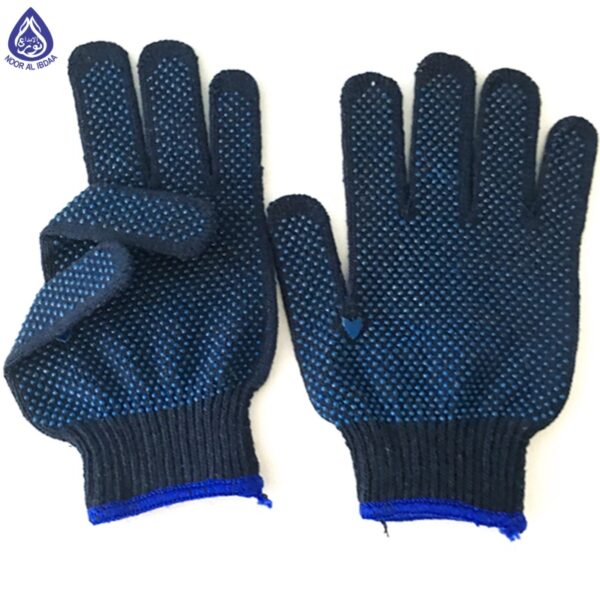 double sided blue pvc dots gloves - noor al ibdaa