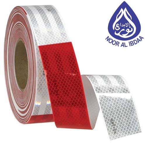 fluorescent reflective tape red & white - noor al ibdaa